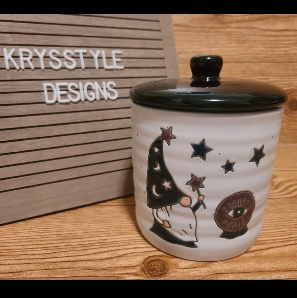 Cobwebs and Cauldrons Wizard Gnome Cookie Jar Lidded Canister